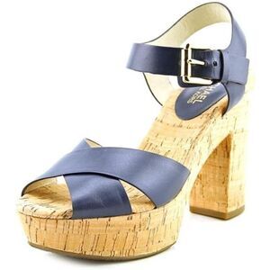 Michael Kors Navy Blue Natalia Platform Sandals - Size 8